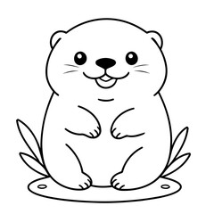 Simple vector illustration of Otter hand drawn for toddlers