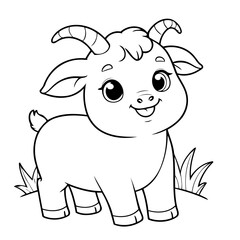 Cute vector illustration Goat hand drawn for toddlers
