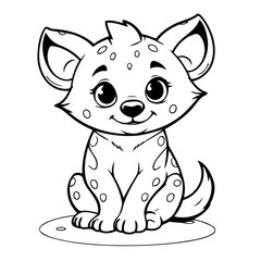 Vector illustration of a cute Hyena drawing for toddlers coloring activity