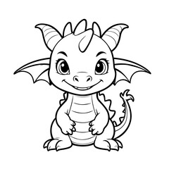 Vector illustration of a cute Dragon drawing for kids page