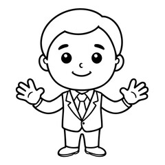 Simple vector illustration of Businessman drawing for toddlers book