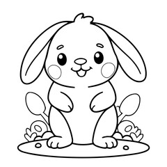 Cute vector illustration Bunny for kids colouring worksheet