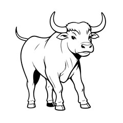 Vector illustration of a cute Bull drawing for toddlers coloring activity