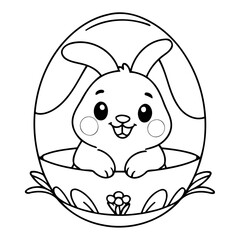 Vector illustration of a cute Bunny doodle drawing for kids page