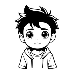 Cute vector illustration Boy drawing for kids page