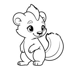 Vector illustration of a cute Skunk doodle drawing for kids page
