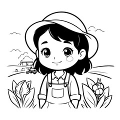 Simple vector illustration of Farmer drawing for children page