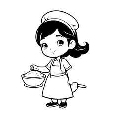 Cute vector illustration Baker hand drawn for kids coloring page