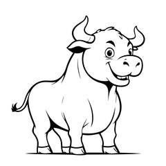 Cute vector illustration Bull for kids coloring activity page