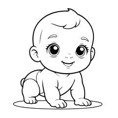 Cute vector illustration Baby drawing for kids colouring activity