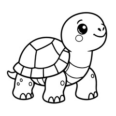 Vector illustration of a cute Turtle doodle for kids colouring page