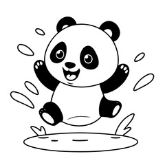 Simple vector illustration of Panda drawing for kids colouring activity