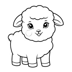 Vector illustration of a cute Sheep doodle for children worksheet