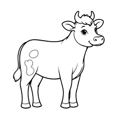 Cute vector illustration Cow doodle for kids coloring worksheet