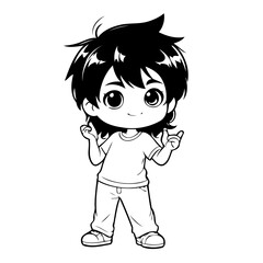 Cute vector illustration Chibi doodle colouring activity for kids