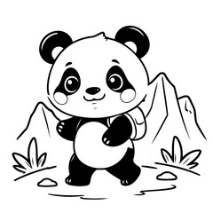 Vector illustration of a cute Panda drawing for children page