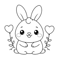 Cute vector illustration Bunny for kids colouring page