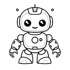 Simple vector illustration of Robot for toddlers colouring page