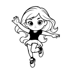 Cute vector illustration Girl for toddlers colouring page