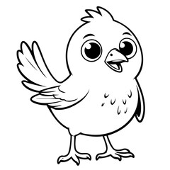 Cute vector illustration Bird drawing for kids colouring page