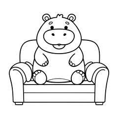 Simple vector illustration of Hippo outline for colouring page