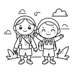 Simple vector illustration of Couple for children colouring activity