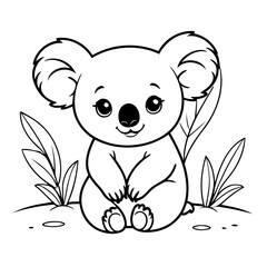 Cute vector illustration Koala for kids colouring worksheet