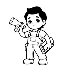 Vector illustration of a cute Contractor drawing for colouring page
