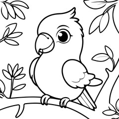 Cute vector illustration Parrot drawing for toddlers coloring activity