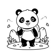 Vector illustration of a cute Panda drawing for kids colouring page