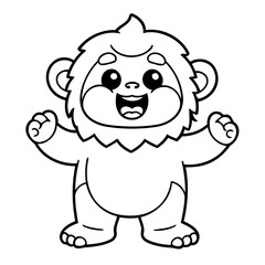 Cute vector illustration Yeti colouring page for kids