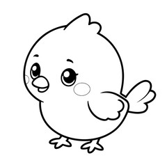 Simple vector illustration of Kawaii drawing for toddlers colouring page