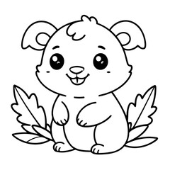 Cute vector illustration Capybera doodle colouring activity for kids