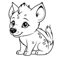 Vector illustration of a cute Hyena drawing for kids colouring page