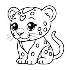 Cute vector illustration Jaguar for toddlers colouring page