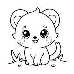 Vector illustration of a cute Kawaii doodle for children worksheet