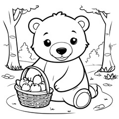 Simple vector illustration of Bear hand drawn for toddlers
