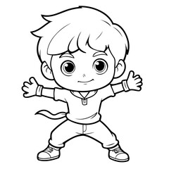Cute vector illustration Boy doodle for toddlers colouring page
