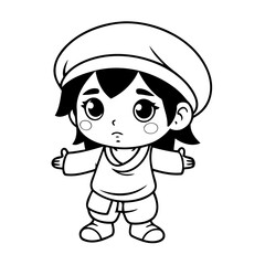 Simple vector illustration of Beggar hand drawn for kids page