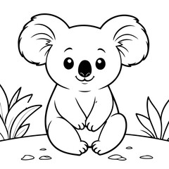 Simple vector illustration of Koala for toddlers colouring page