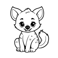 Cute vector illustration Hyena colouring page for kids
