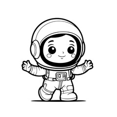 Cute vector illustration Astronaut for kids colouring worksheet