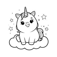 Cute vector illustration Unicorn hand drawn for toddlers