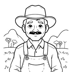 Cute vector illustration Farmer for children colouring activity