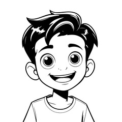 Simple vector illustration of Boy drawing colouring activity