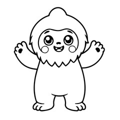 Simple vector illustration of Yeti colouring page for kids