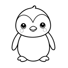 Vector illustration of a cute Penguin doodle for toddlers colouring page