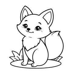 Cute vector illustration Fox drawing for toddlers colouring page