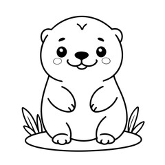 Simple vector illustration of Otter drawing colouring activity