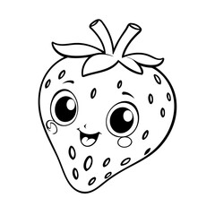 Obraz premium Simple vector illustration of Strawberry drawing colouring activity
